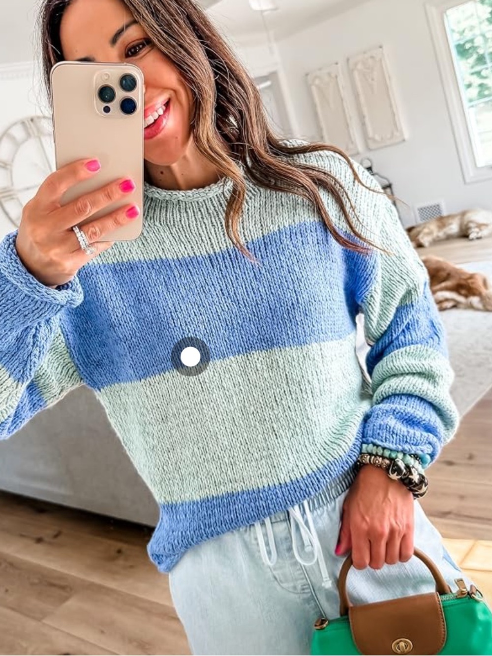 Striped Blue and Mint Women's Knit Sweater🚌